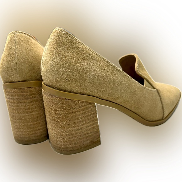 EUC Joie SZ 8.5M “Wevenly Marl” tan block heel loafer, beige suede 100% leather - Picture 8 of 9